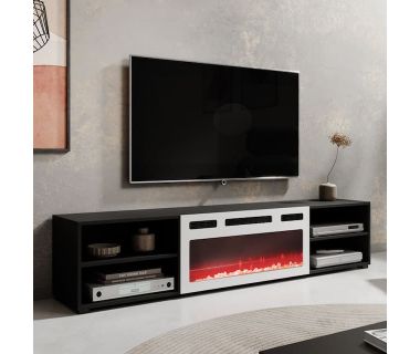 POLO 180 EF CAMA MEBLE Тумба ТВ черный с белым электрокамином