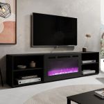 POLO 200 EF CAMA MEBLE Тумба ТВ чорний з чорним електрокаміном