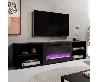 POLO 200 EF CAMA MEBLE Тумба ТВ черный с черным электрокамином POLO 200 EF CAMA MEBLE Тумба ТВ черный с черным электрокамином