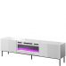 SLIDE K 200 CAMA MEBLE Тумба ТВ белый/белый глянец/чёрные ножки с белым электрокамином