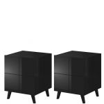 REJA CAMA MEBLE Тумба нічна (2 шт.) чорний глянець