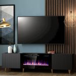 PAFOS 180 EF CAMA MEBLE Тумба ТВ черный/черный камин