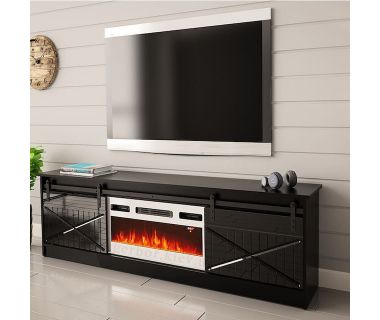 GRANERO CAMA MEBLE Тумба ТВ черный/черный глянец с белым электрокамином GRANERO CAMA MEBLE Тумба ТВ черный/черный глянец с белым электрокамином