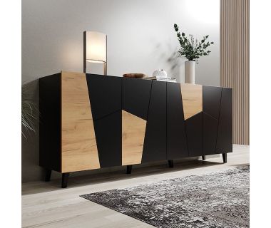 ETNA 200 4D CAMA MEBLE Комод черный / дуб крафт ETNA 200 4D CAMA MEBLE Комод черный / дуб крафт