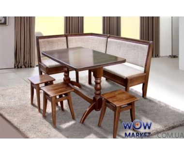 Кухонный уголок Семейный 170х130 бук 7 и Г (уголок+стол+3 табурета) Микс-Мебель