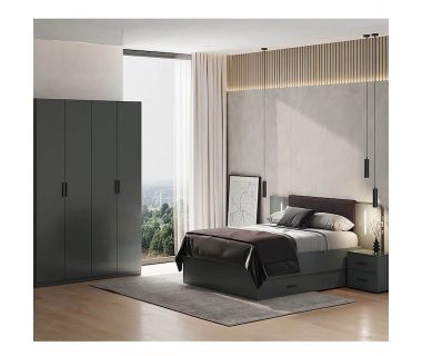 Комплект спальни Доминика 4Дв Шкаф 4Дв Кровать 1,6 с ящиками Тумба 2Шх 2шт Комод 4Шх Зеркало MiroMark