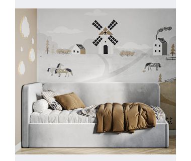 Кровать Хеппи с мягким изголовьем и каркасом MiroMark