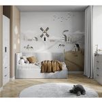 Дитяча спальня м'яка Хеппі Шафа 2Дв 2Шх Ліжко з м'яким узголів'ям та каркасом Комод 4Шх MiroMark