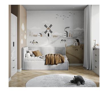 Детская спальня мягкая Хеппи Шкаф 2Дв 2Шх Кровать с мягким изголовьем и каркасом Комод 4Шх MiroMark