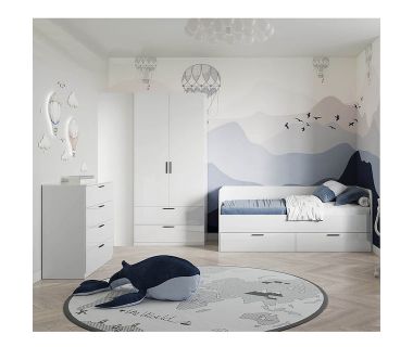 Дитяча спальня ДСП Хеппі Шафа 2Дв 2Шх Ліжко ДСП з каркасом Комод 4Шх MiroMark