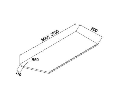 Стільниця для кухні скошена з одного боку 28 мм MiroMark