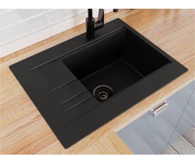 Кухонна мийка із штучного каменю BODRUM 650 black shine