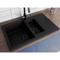 Кухонна мийка зі штучного каменю LAPAS black shine
