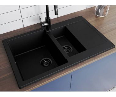 Кухонна мийка зі штучного каменю LAPAS black shine