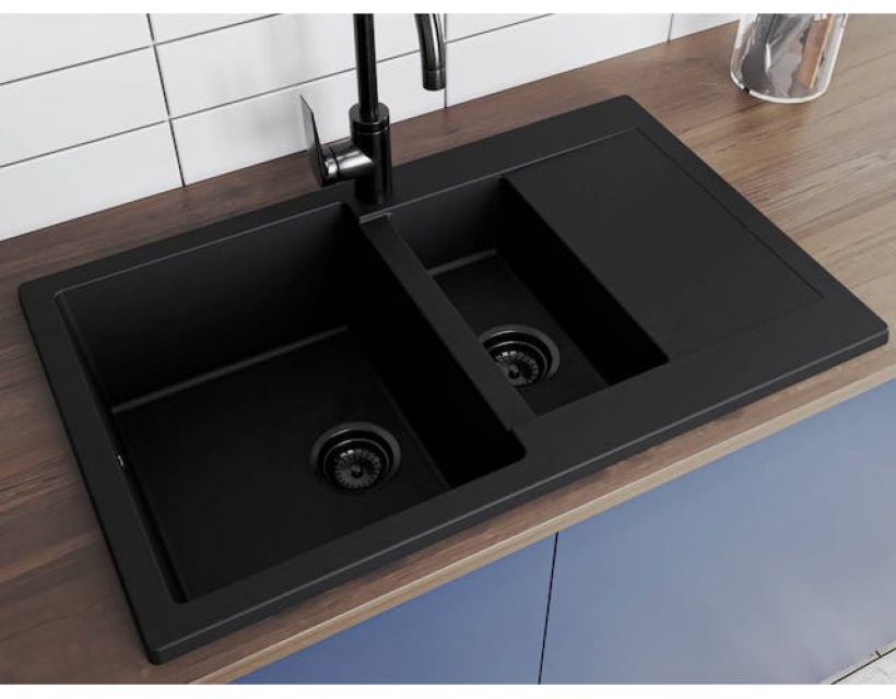 Кухонна мийка зі штучного каменю LAPAS black shine