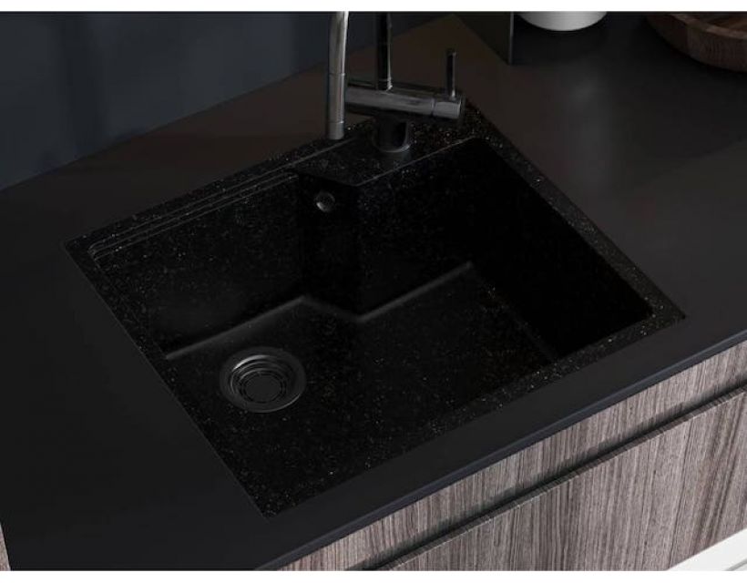 Кухонна мийка зі штучного каменю LISA black shine